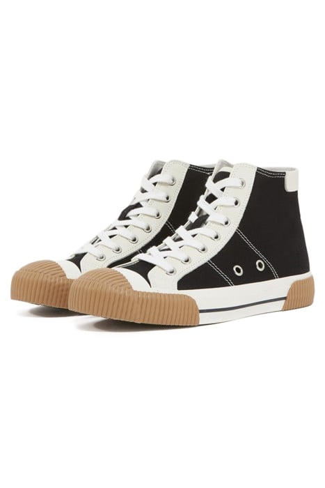 HIGH-TOP CANVAS SNEAKERS WITH LEATHER INSERTS BLACK 6