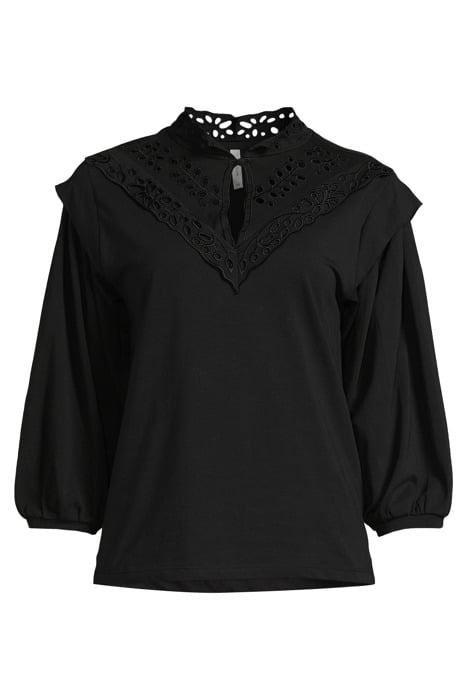 JERSEY TOP 3/4 SLEEVE JERSEY AND EMBROIDERY MIC BLACK 3