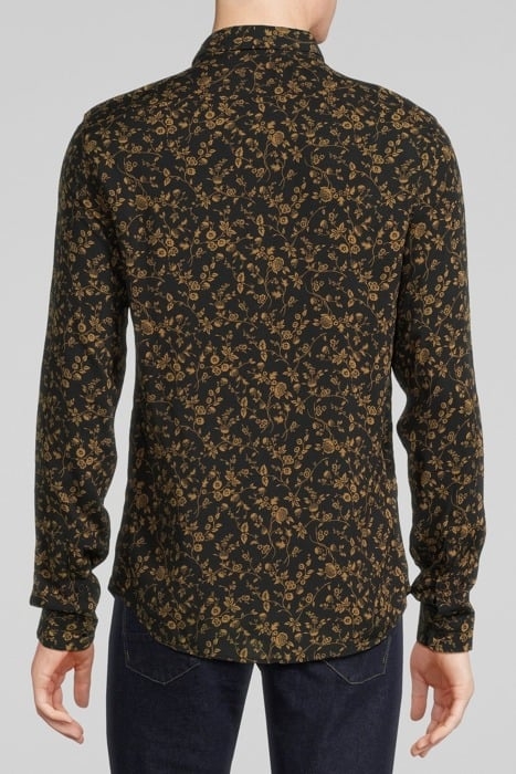 BLACK LENZING™ ECOVERO™ SLIM SHIRT WITH CAPPUCCINO FLOWER MO 2