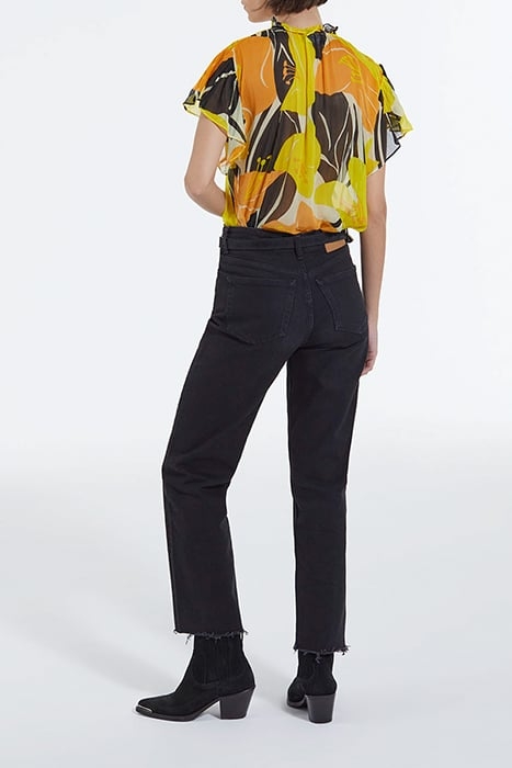 SHORT SLEEVED LACE COLLAR TOP YELLOW 2