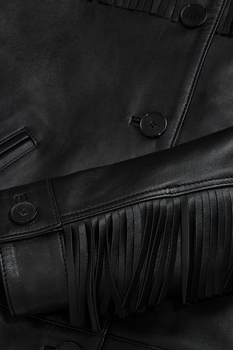 FRINGED LEATHER JACKET BLACK 2