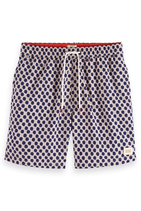 MID LENGTH SWIM SHORT MINI ALL OVER PRINT POLKA NAVY BLUE 4