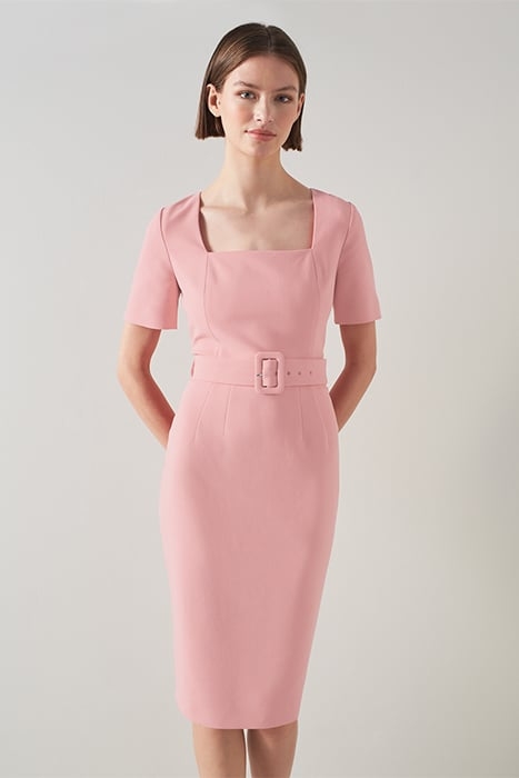 LEONORA - BELTED CREPE DR PINK 1