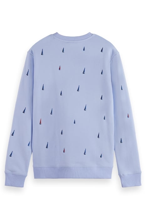 REGULAR FIT ALL OVER PRINT EMBROIDERY SWEATSHIRT SHIRT BLUE 2