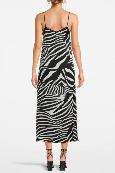 ZEBRA PRINT LONG DRESS BLACK WHITE 2
