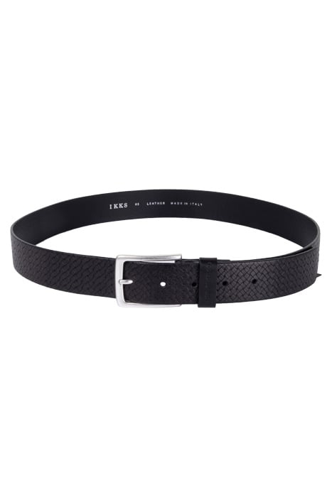 MEN'S BLACK LEATHER BELT WITH WOVEN EMBOSSING BLACK 1
