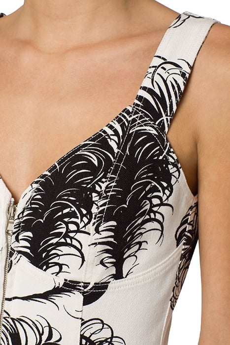 ALLOVER FEATHERS COTTON DRILL DRESS WHITE 4