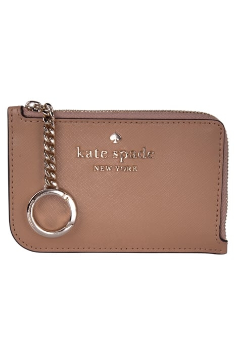 CAMERON SAFFIANO LEATHER MEDIUM ZIP CARD HOLDER LIGHT FAWN 1