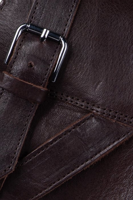 BROWN LEATHER BOOTS WITH BUCKLED STRAP CAPPUCINO 4