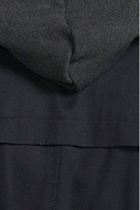 DARK NAVY LONG TRENCH COAT WITH GREY HOOD FACING NAVY 5