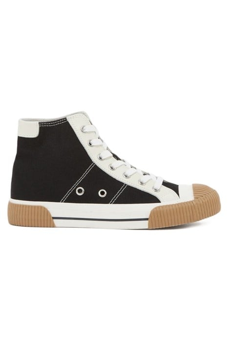 HIGH-TOP CANVAS SNEAKERS WITH LEATHER INSERTS BLACK 1