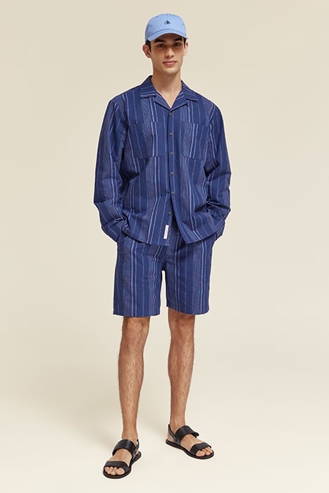 SPACE DYE STRIPE SHIRT NAVY BLUE STRIPE 2