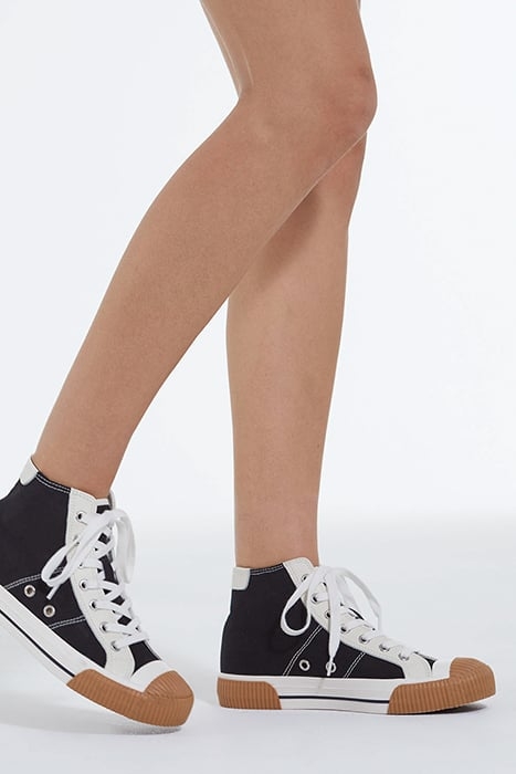 HIGH-TOP CANVAS SNEAKERS WITH LEATHER INSERTS BLACK 4