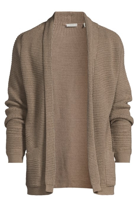 MEN'S BEIGE DECORATIVE KNIT CARDIGAN WITH SHAWL COLLAR MINK 3