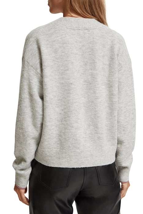 RELAXED FIT FUZZY CARDIGAN LIGHT GREY MELANGE 2