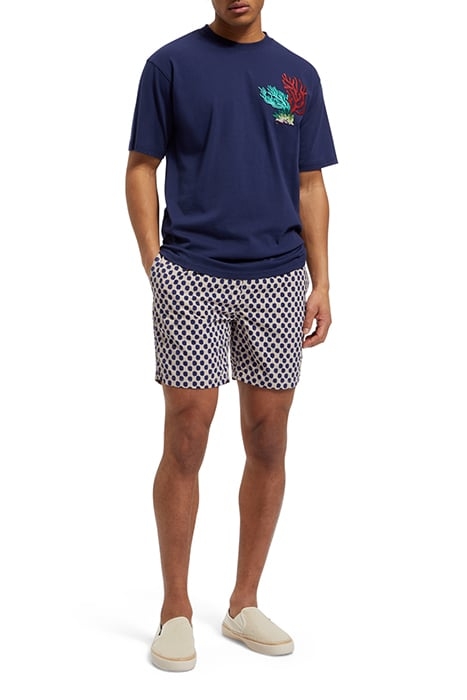 MID LENGTH SWIM SHORT MINI ALL OVER PRINT POLKA NAVY BLUE 3