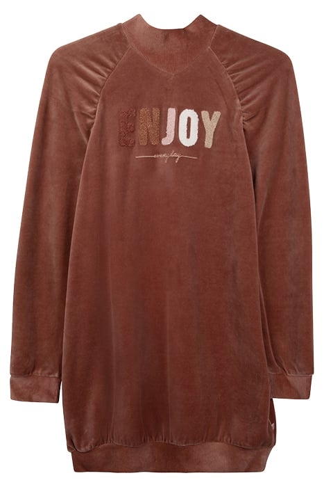 GIRLS’ COPPER PINK VELVET KNIT HOODED DRESS 1