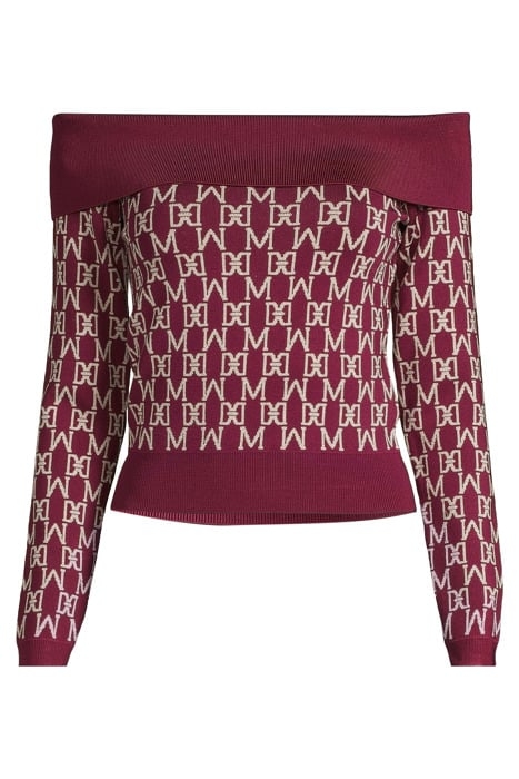 ANGELINA OFF SHOULDE ALL OVER JACQUARD KNITTED SWEATER 3