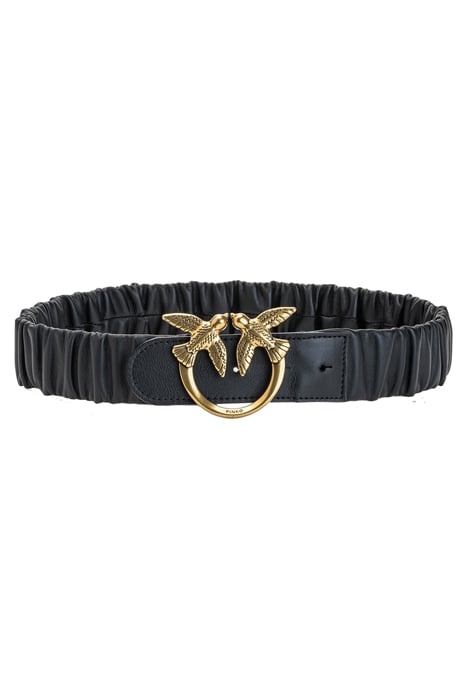 LOVE RUFFLE BELT H4 NAPPA BLACK-ANTIQUE GOLD 1