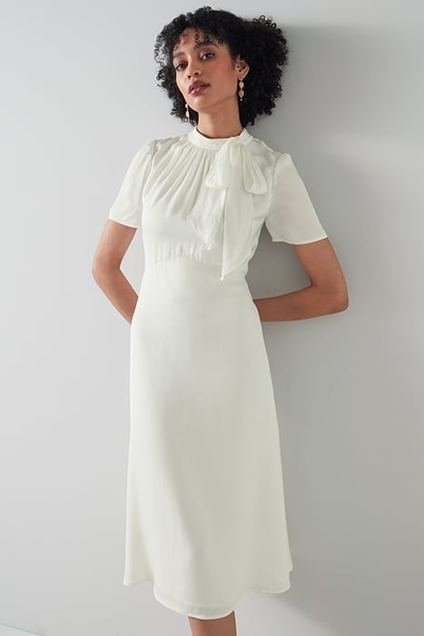 DR KLINE - TIE NECK SATIN IVORY 1