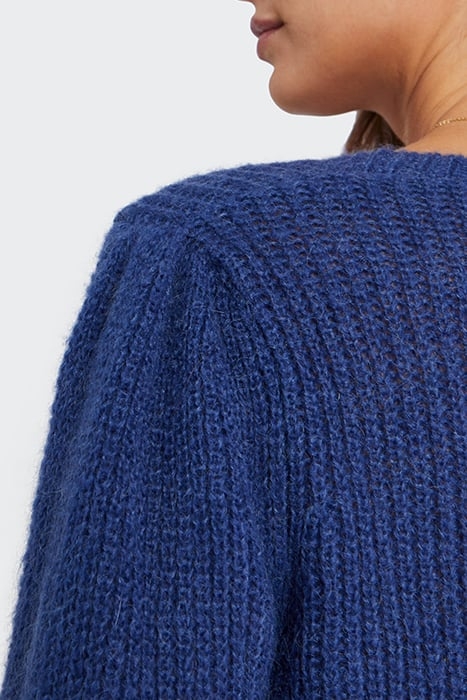 SAPPHIRE BLUE KNIT CARDIGAN WITH DECORATIVE STITCH BLUE 3