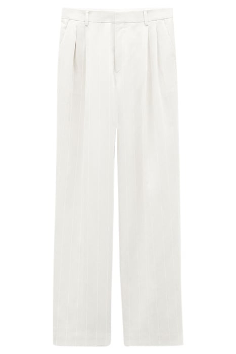 PLEATED PINSTRIPE TROUSERS BONE WHITE 1