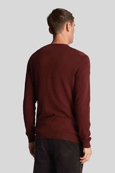 COTTON CREW NECK JUMPER BURGUNDY 2
