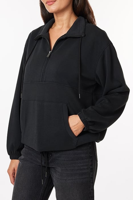 MOCK NECK HOODED SWEATSHIRT BLACK 4