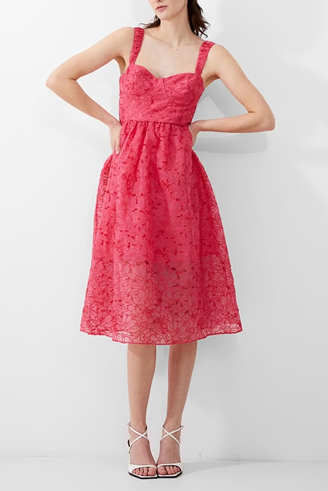 EMBROIDERED LACE STRAPPY DRESS RED 1