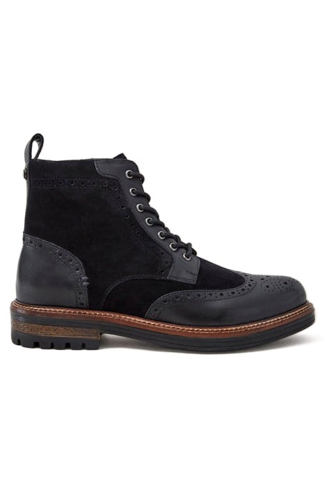 BROGUE LEATHER LACE UP BOOT PURE BLACK 1