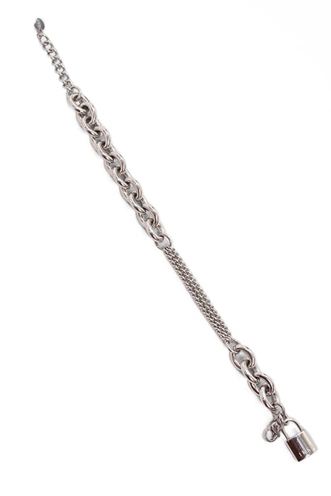 MIXED MARINE LINK AND PADLOCK BRACELET SILVER 2