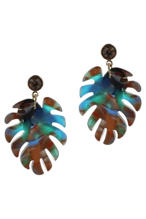 LEAF EARRINGS GOLD AND MULTICOLOR 1