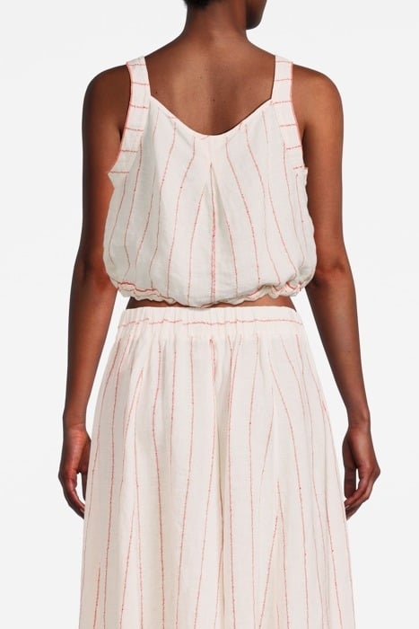 PINSTRIPE LINEN TOP RED 2
