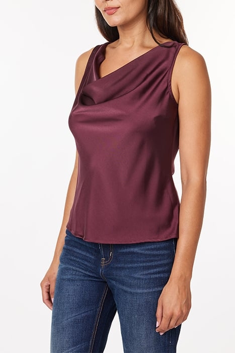 SLEEVELESS DRAPE NECK TOP BURGUNDY 4