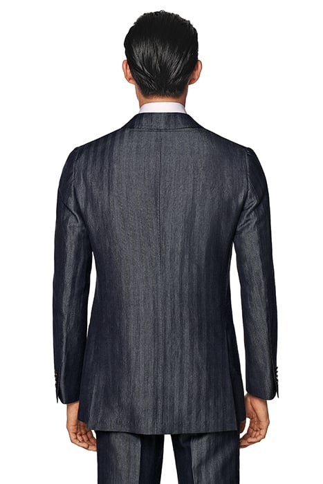 MID BLUE HERRINGBONE TAILORED FIT HAVANA SUIT 3