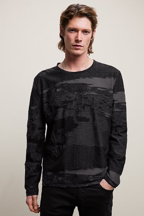 VANDERBILT REGULAR FIT LS CREW WITH DIFF IRON GREY 1