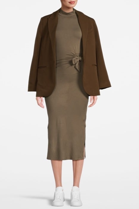 CAP SLEEVE MIDI FUNNEL NECK DUSKY GREEN 2