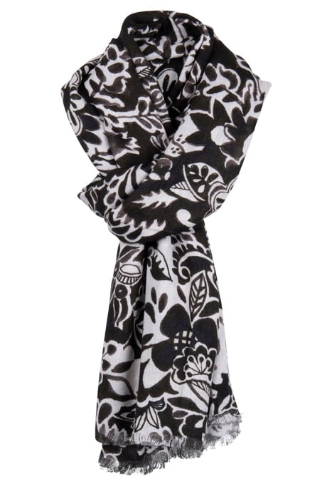 SCARF PRINT BLACK WITH OFFWHITE CENTREPIECE PRINT 1