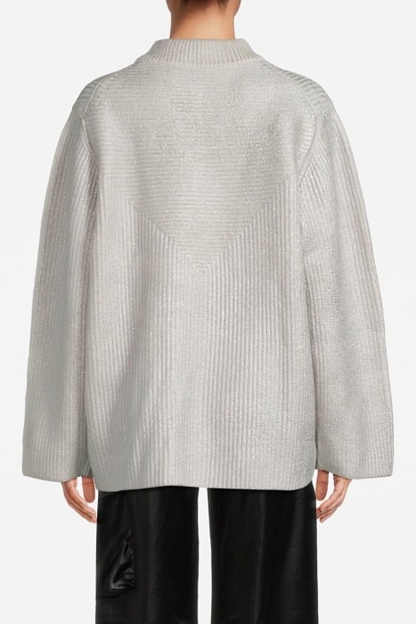 SILVER RIB OVERSIZED SWEATER WHITE CHAL 2