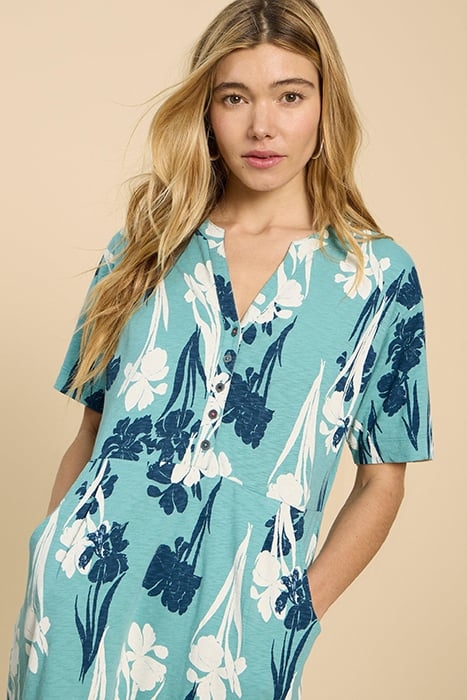 TAMMY COTTON JERSEY DRE TEAL PRINTED 4