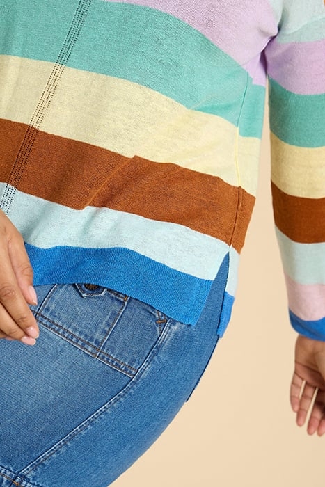 LINEN CREW JUMPER TEAL 3