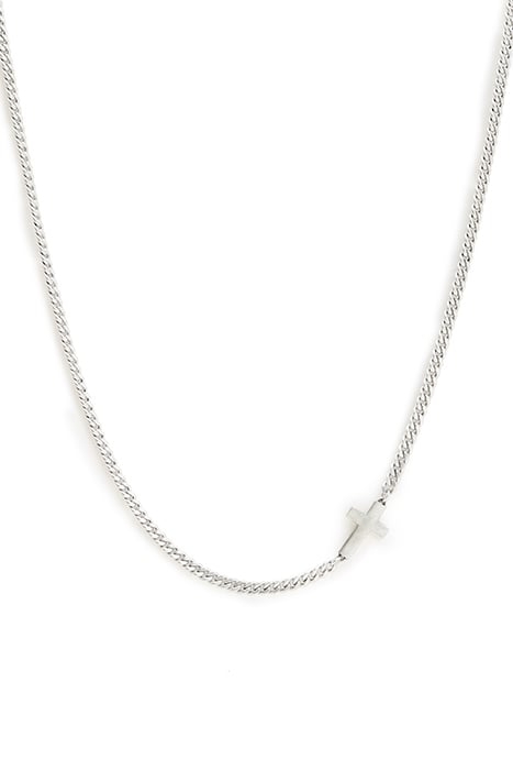 CROSS CURB NECKLACE WARM SILVER 2