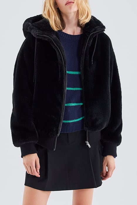 BLACK HOODED JACKET WITH GREEN CHEVRONS ON BACK BLACK 5