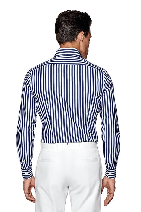 NAVY STRIPED TWILL EXTRA SLIM FIT SHIRT 2