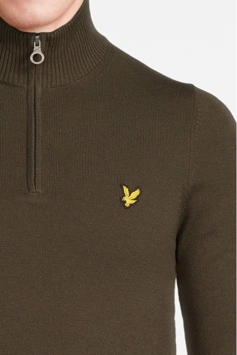 COTTON MERINO QUARTER ZIP JUMPER OLIVE 4