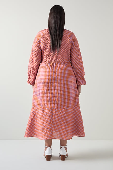 SOPHIE CHECK SHIRT DRESS ORANGE 2