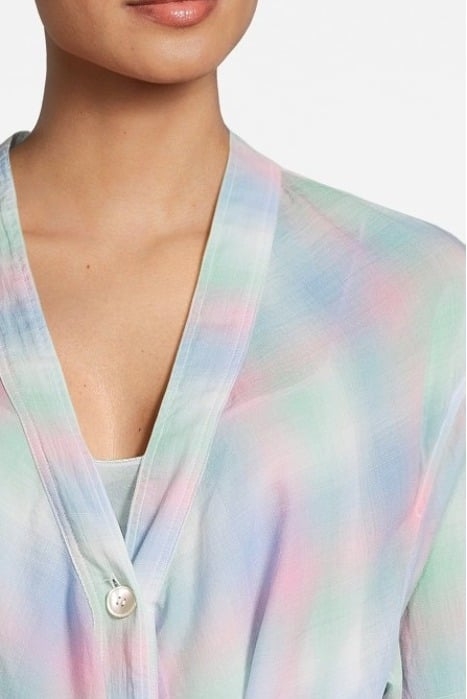 RAINBOW TARTAN VOILE LONG CHEMISIER DRESS REFLEXION 4