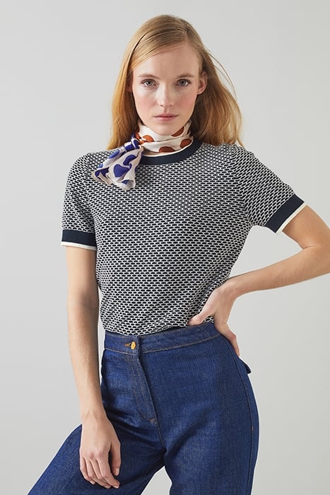 HONEY KNIT KNITTED SWEATER NAVY/IVORY 1