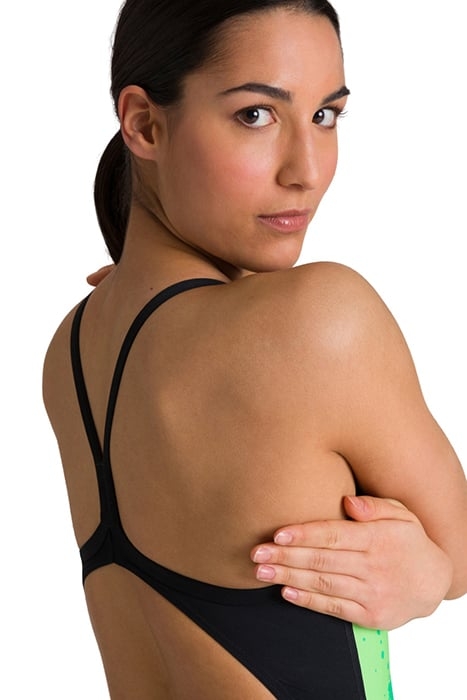 W SPRAYPAINT LIGHT DROP BACK ONE PIECE GREEN-BLACK 7