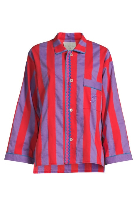 "CONTEMPORARY STRIPED POPLINE" PAJAMAS JACKET RED 3